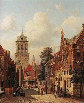 unknow artist European city landscape, street landsacpe, construction, frontstore, building and architecture. 093